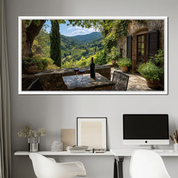 Sunlit Tuscan Vineyard Terrace - NicheCanvas