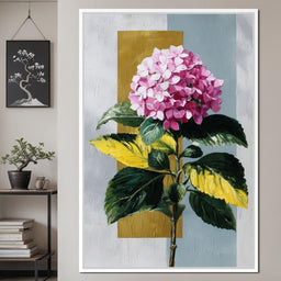 Pink Hydrangea Gold Panel - NicheCanvas