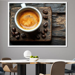 Espresso Essence on Rustic Wood - NicheCanvas
