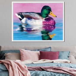 Vivid Mallard Duck Reflections - NicheCanvas