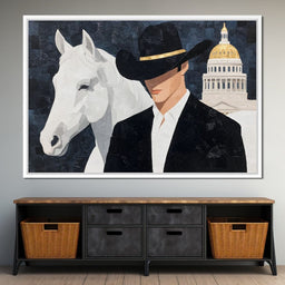 Capitol Cowboy With Noble Steed - NicheCanvas
