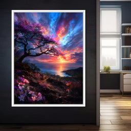 Radiant Sunset Floral Coastline - NicheCanvas