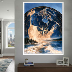 Northern Compass Over Frozen Tundra - NicheCanvas