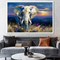 Gilded Blue Elephant Dawn - Neal Hackett - NicheCanvas