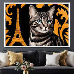 Eiffel Feline Elegance - NicheCanvas