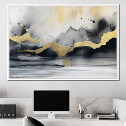 Golden Peaks Abstract Mist - NicheCanvas