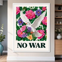No War Dove Flower Garden - NicheCanvas
