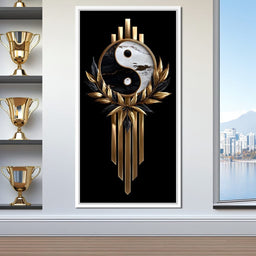 Golden Yin Yang Marble Elegance - NicheCanvas