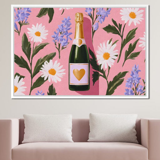 Champagne Hearts And Daisies Canvas Print