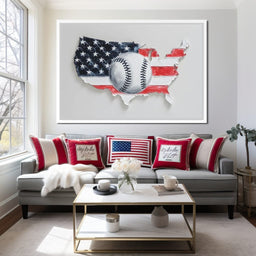 Patriotic Baseball USA Map Tribute - NicheCanvas