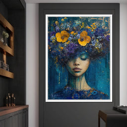 Floral Dreams in Indigo Depths - NicheCanvas