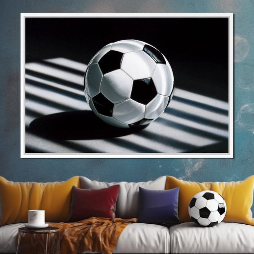 Soccer Ball Shadow Stripes Canvas Print
