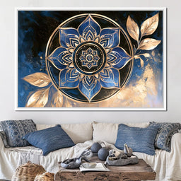 Gilded Petals Of The Midnight Mandala - NicheCanvas