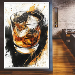 Whiskey Reflections on Ice - NicheCanvas
