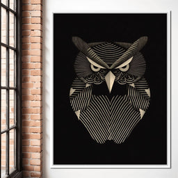 Golden Geometric Owl Guardian - NicheCanvas