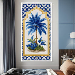 Tropical Elegance Blue Palm - NicheCanvas