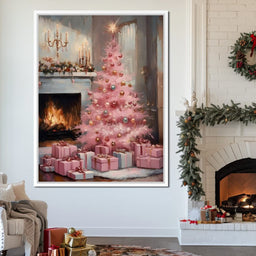 Pink Christmas Hearth Glow - NicheCanvas