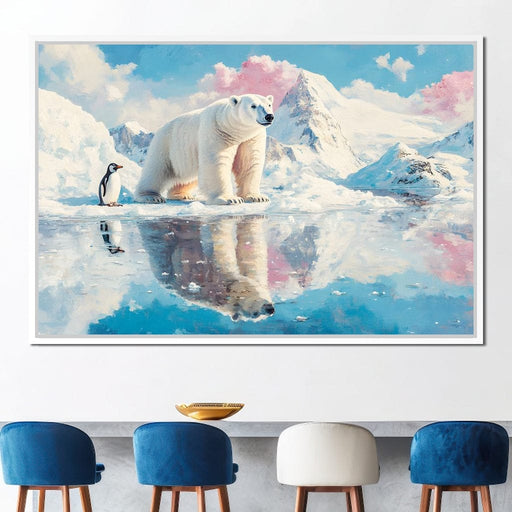 Polar Bears Companions Reflected Canvas Print