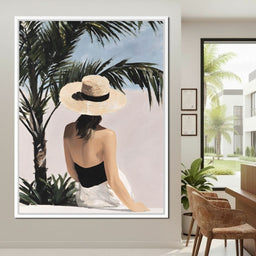 Coastal Palm Retreat Woman Hat - NicheCanvas