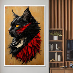 Feline Majesty in Red and Black - NicheCanvas