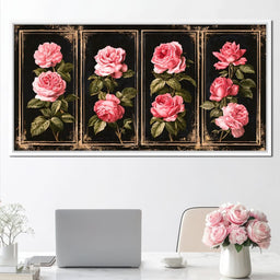 Gilded Panels of Pressed Garden Roses - NicheCanvas