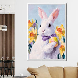Pastel Easter Bunny With Egg - NicheCanvas
