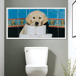 Golden Puppy Bathroom Roll Capers - NicheCanvas