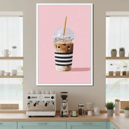Happy Iced Latte Pop Minimalism - NicheCanvas