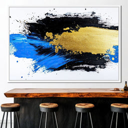 Golden Horizon Brushstroke Fusion - NicheCanvas