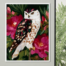 Owl Garden Bloom Portrait - NicheCanvas