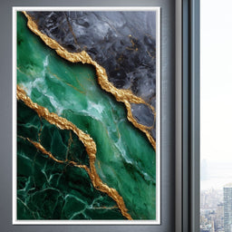 Gilded Emerald Marble Rift - NicheCanvas