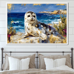 Coastal Seal Gold Brushed Sea - Neal Hackett - NicheCanvas