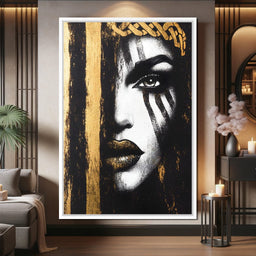 Golden Gaze Enigma Portrait - NicheCanvas