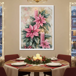 Festive Poinsettia Candle Glow - NicheCanvas