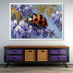 Ladybug On Wisteria Bloom - NicheCanvas