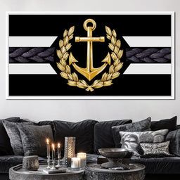 Golden Anchor Laurel Emblem - NicheCanvas