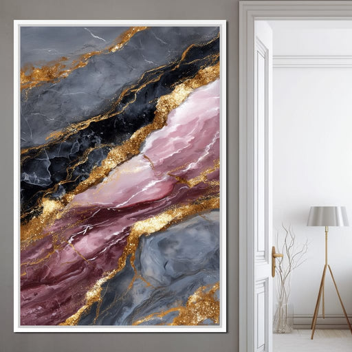 Gilded Marble Rose Current Canvas Print