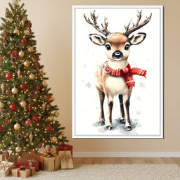 Snowy Baby Reindeer Holiday Charm - NicheCanvas