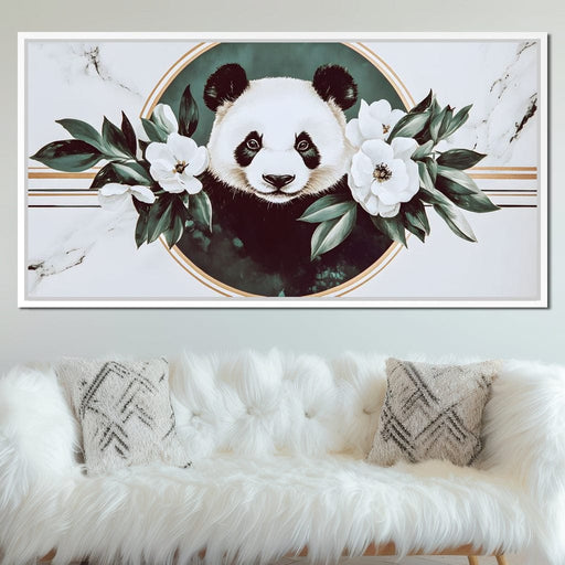 Panda Reverie Floral Embrace Canvas Print
