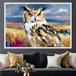 Golden Eyed Owl Prairie Watcher - Neal Hackett - NicheCanvas
