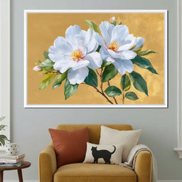 Golden Gardenia Duet Blooming - NicheCanvas