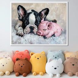 Cozy Frenchie & Piglet Snooze - NicheCanvas