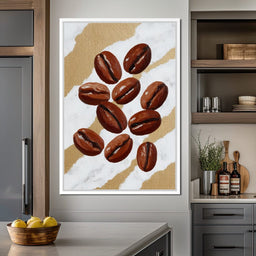 Coffee Beans Gilded Background - NicheCanvas
