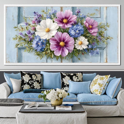 Rustic Pastel Cottage Flowers - NicheCanvas