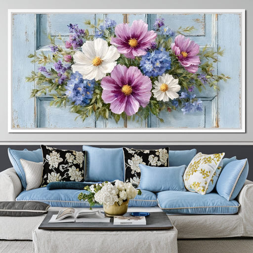 Rustic Pastel Cottage Flowers Canvas Print