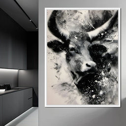 Monochrome Bull Force Unleashed - NicheCanvas