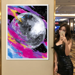 Neon Disco Moon Parade - NicheCanvas