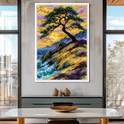 Golden Shoreline Beneath An Ancient Pine - NicheCanvas