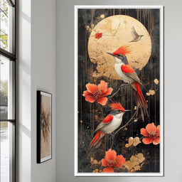 Golden Birds and Blossoms Fantasy - NicheCanvas