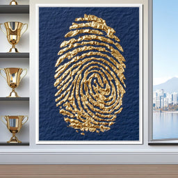 Golden Fingerprint On Navy Paper - NicheCanvas